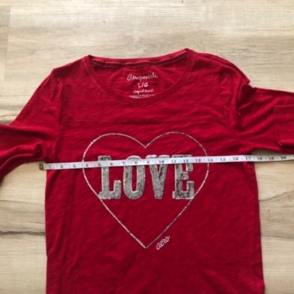 Aeropostale Red Love Heart Long Sleeve Shirt - Picture 4 of 6